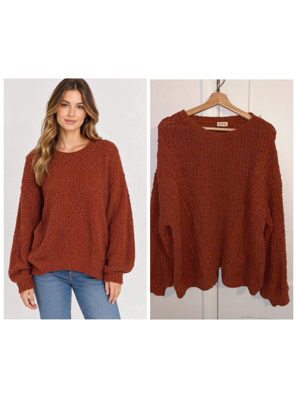 POL Boutique $79 Woman’s L Cable Chunky Knit Sweater Size L Cozy Style: FST296